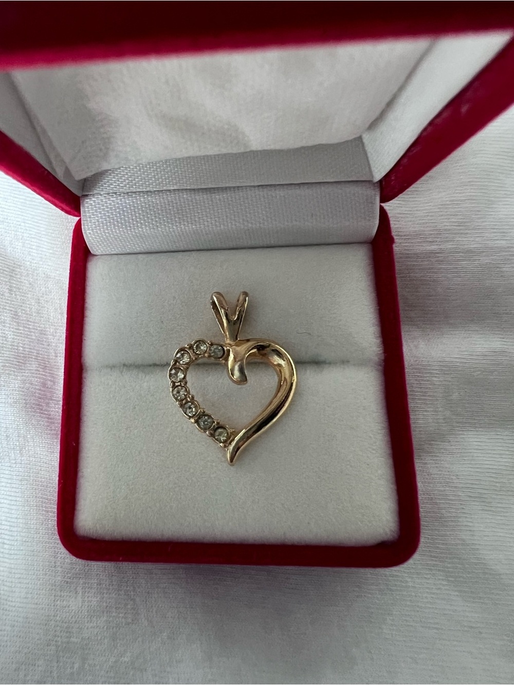 Delicate Gold Heart Pendant with Crystal Accents